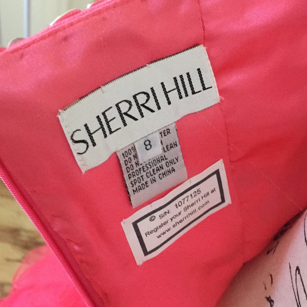 Sherri Hill prom formal dress size 8 coral/silver - Picture 6 of 8